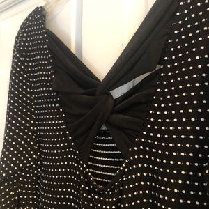 Black and White Polka Dot Back Twist Shirt